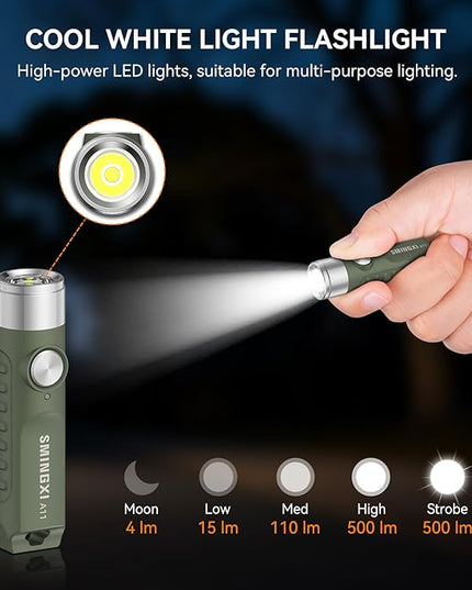 A11 Rechargeable Keychain Flashlight -Pocket Mini Flashlight,Key-Chain 500 High Lumens,EDC Flashlights,Waterproof Small Lightweight for Everyday Carry, Camping, Hiking, Emergency