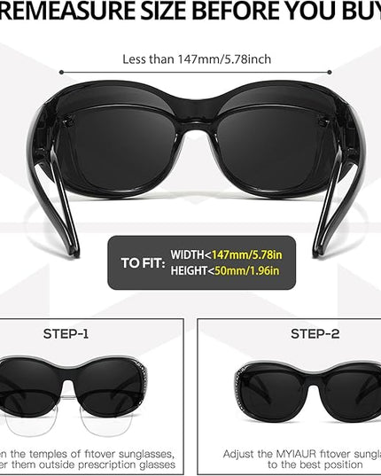 Myiaur Polarized Fit Over Glasses Sunglasses for Women Men, Over Sunglasses with UV400 Protection Anti Glare for Driving