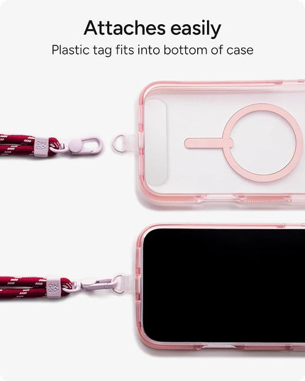 ZAGG Crossbody Lanyard for Phone Cases with Lanyard Attach Points – Adjustable Durable Nylon Strap with Tear-Proof Tab – Comfortable Hands-Free Carry, Black Cherry Red