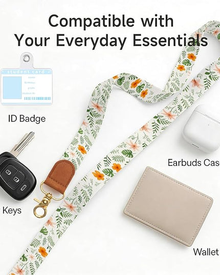 Phone Lanyard Crossbody Wrist Strap,Adjustable Vintage Botanical Cell Phone Lanyard for Phones, Car Keys, Wallet and ID Card – Universal Hands-Free Set