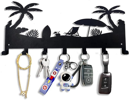 BooWoodNeonMetal Wall Mounted Key Rack | Metal Key Rack Hook Organizer | Metal Key Organizer with 7 Hooks Wall Decoration for Front Door, Hallway, Kitchen, Office