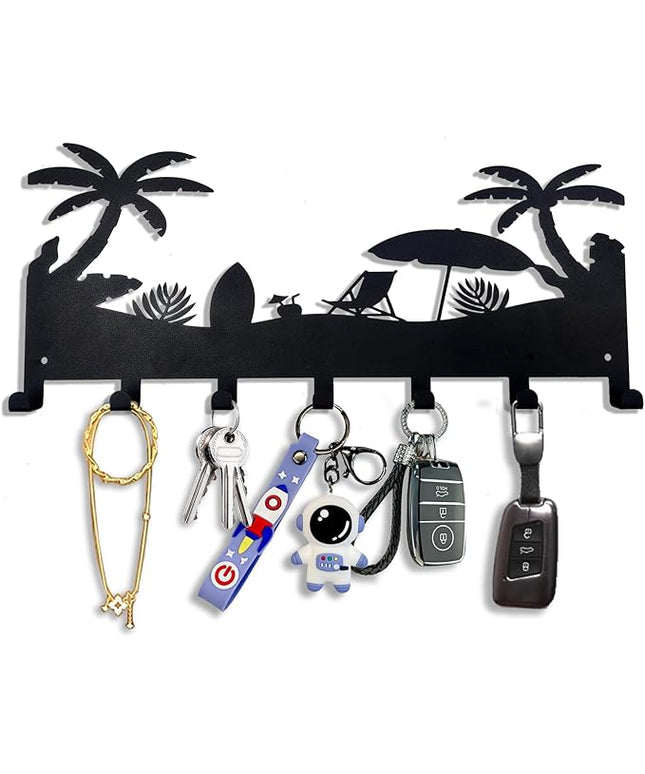 BooWoodNeonMetal Wall Mounted Key Rack | Metal Key Rack Hook Organizer | Metal Key Organizer with 7 Hooks Wall Decoration for Front Door, Hallway, Kitchen, Office