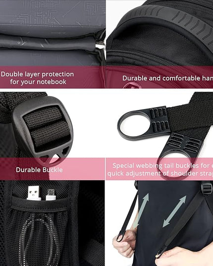 Swissdigital Design Travel Backpack for men, TSA Friendly USB Charging RFID Protection Business Backpack Fits 15.6" Laptops Black | J14-BR