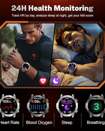 LIGE Smart Watch for Men (Make/Answer Calls) with 1000mAh, 1.75" HD Screen Smartwatch with Flashlight, Heart Rate/Sleep Monitor, IP68 Waterproof, 100+ Sports Modes for Android iOS, 3 Straps