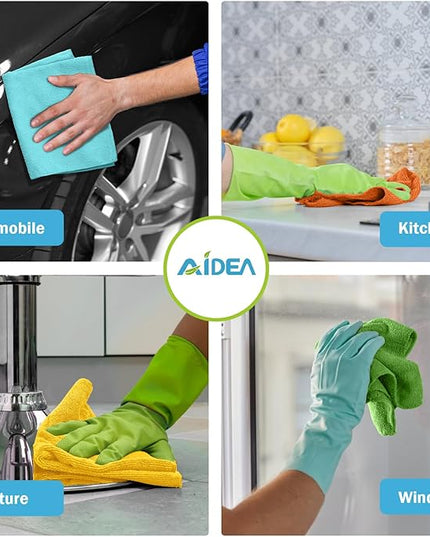 AIDEA Microfiber Cleaning Cloth, 20PK, Soft Absorbent Rags, Microfiber Towels for Cars, Kitchen Towels, Dusting Cloth for Home, Window, Cleaning Supplies, 12"×12"