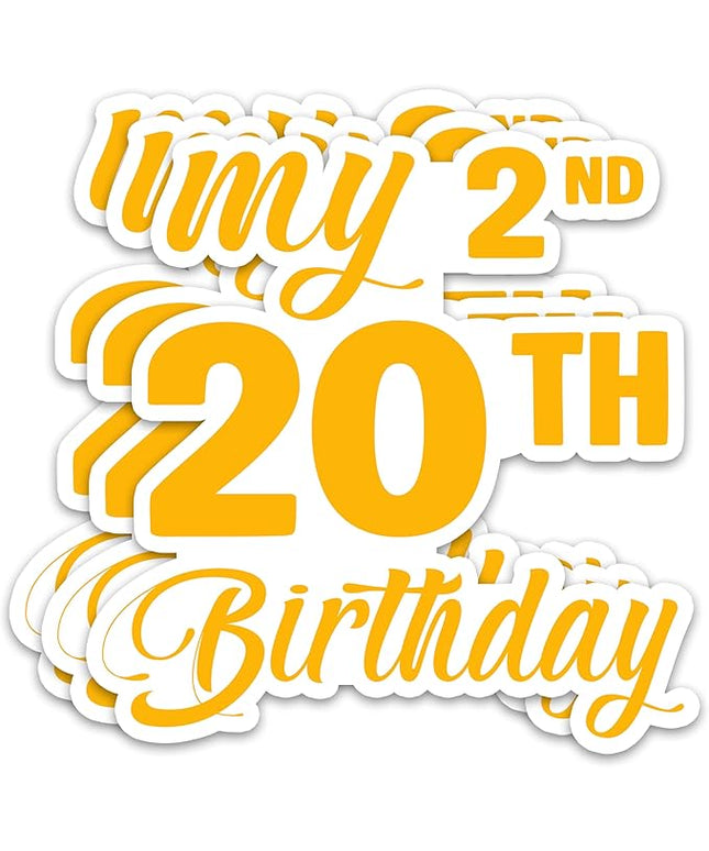 (3Pcs) Funny 40th Birthday Stickers – My 2nd 20th Birthday - Cheers to 40 Years Sticker Waterproof Vinyl Decals for Forty Birthday Gifts, Water Bottles, Scrapbooks, Journals, 3 x 3 inch