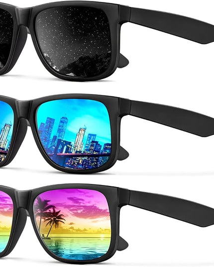 KALIYADI Sunglasses Men Polarized Sun glasses for Mens Womens Classic Matte Black Frame UV Protection 3pack