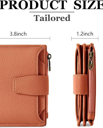 Airkit Small Wallet Women RFID Blocking Soft Leather Bifold Compact Card Holder Wallet for Women with Zipper Coin Pocket 4 ID Window