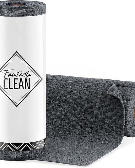 Fantasticlean Microfiber Cleaning Cloth Roll -30 Pack, Tear Away Microfiber Towels, 12" x 12", Reusable, Washable, Scratch Free, Ultra Absorbent for All-Around Cleaning Supplies (DimGray)