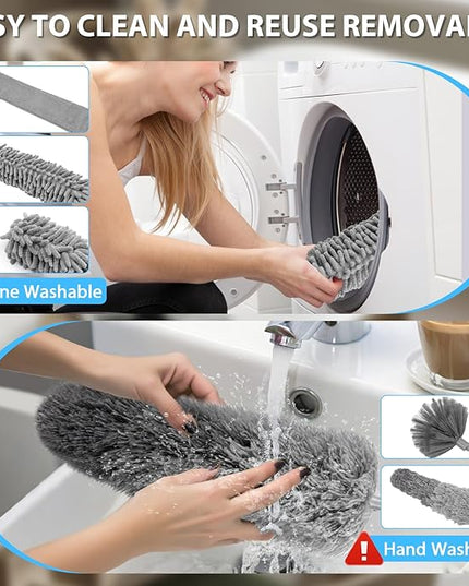 THINKWORK Microfiber Duster for Cleaning Car Cleaning Kit, Car Interior Detailing Kit with High Power Handheld Vacuum Cordless, Ceiling & Fan Duster for Home Cleaning