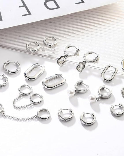 9 Pairs Gold Chunky Hoop Earrings Set for Women, 14K Gold Plated Twisted Huggie Hoop Earring Hypoallergenic, Lightweight Thick Open Hoops Earrings Jewelry Gifts.