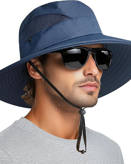 PFFY Sun Bucket Hats for Men Women 3” Wide Brim UPF 50+ Fishing & Beach Hat