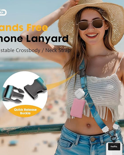 Phone Lanyard Crossbody, Blue Marble Cell Phone Strap for Around The Neck Adjustable, Anti Theft Cute Lanyard for iPhone Case ID Holder Keys Accessories Travel Essential