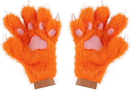 HAOAN Wolf Paw Gloves Faux Fur Cat Fingerless Mittens Winter Warm Cosplay Halloween Fancy Party Costume Accessories