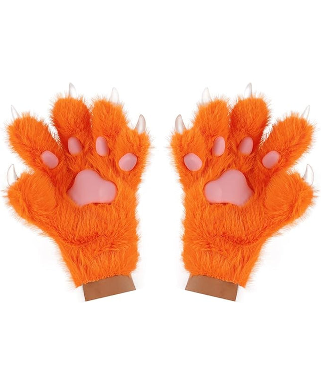 HAOAN Wolf Paw Gloves Faux Fur Cat Fingerless Mittens Winter Warm Cosplay Halloween Fancy Party Costume Accessories