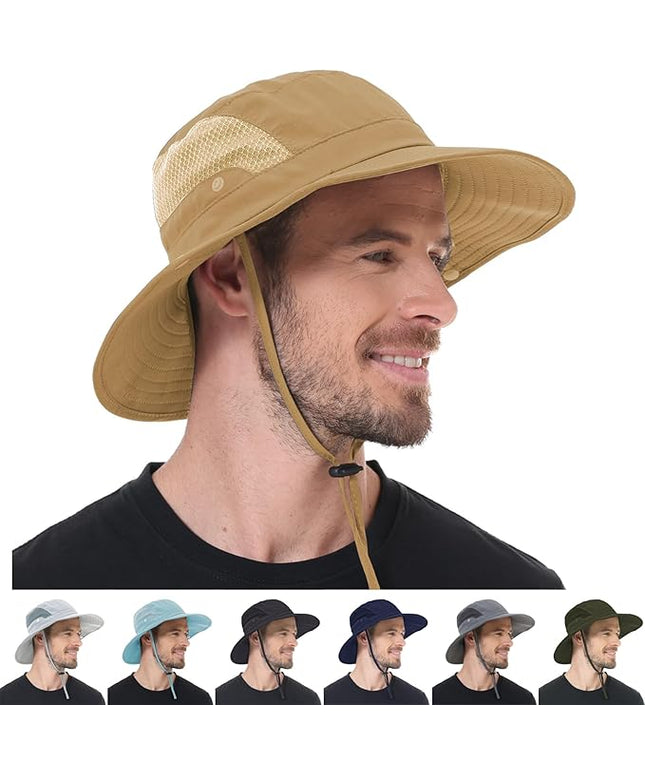Sun Hat for Men Women UPF 50+ Fishing Hats Waterproof Wide Brim Boonie Bucket Hat for Safari Beach Hiking Garden
