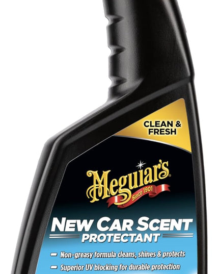 Meguiar's New Car Scent Protectant Spray - Car Interior Cleaner for Vinyl, Rubber and Plastic, Contains UV Protection and Leaves a Rich, Satin Shine with a Pleasant New Car Smell, 16 Oz