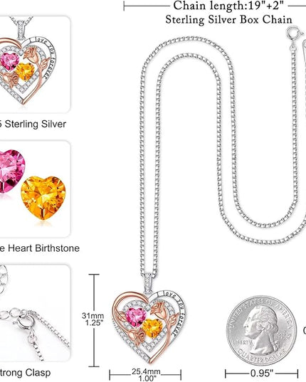 Iefil Christmas Gifts for Women - Sterling Silver Birthstone Necklace Anniversary Birthday Gifts for Her Wife Mom Daughter