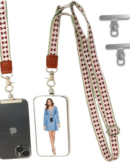 LEMEDE Wrist Keychain and Adjustable Phone Lanyard, Silver Hook Phone Crossbody Strap with 360° Rotating Phone Pads