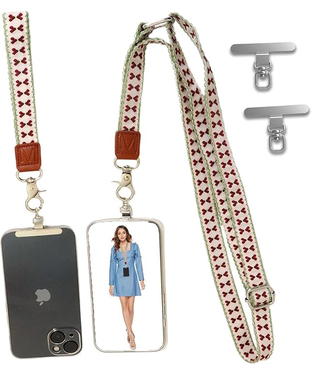 LEMEDE Wrist Keychain and Adjustable Phone Lanyard, Silver Hook Phone Crossbody Strap with 360° Rotating Phone Pads