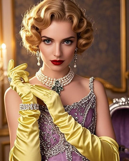 THARAHT Women Long Gloves with Satin Elbow Length for 1920s Opera Tea Party Costumes Bridal Evening Dress