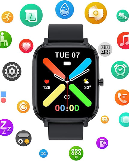 Smart Watch for Men Women Compatible with iPhone Samsung Android Phone 1.83 inch Full Touch Screen IP68 Waterproof Bluetooh Fitness Tracker Heart Rate/Sleep Monitor, Black