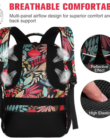 Paude Backpack Leaf Printing,Casual Backpack Bookbag Laptop Backpack with USB for College School Students Work Office Business