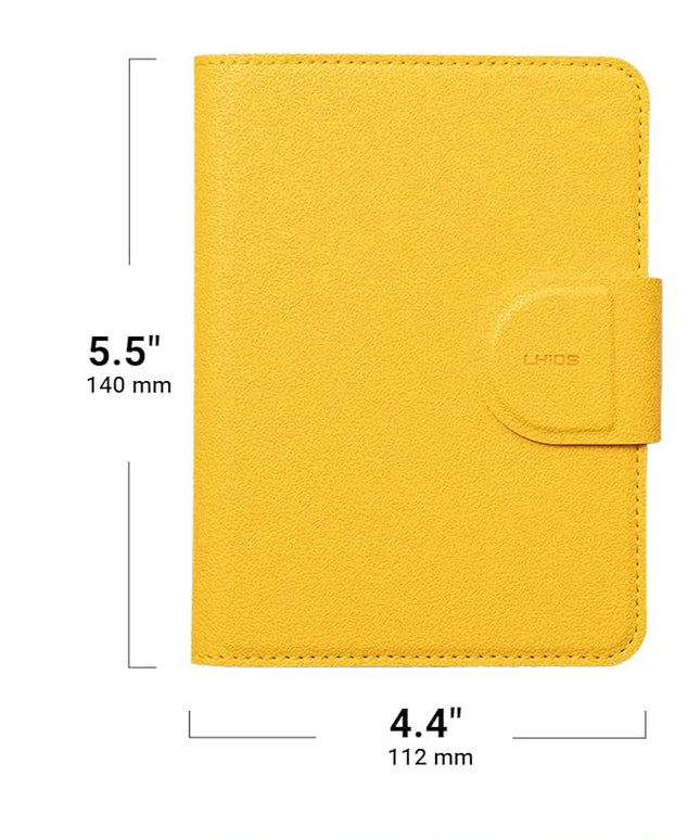 LHiDS Leatherette Passport Holder with RFID Protection, Premium PU Leather, Snap Button Closure, Travel Passport Wallet Cover for Passport, Boarding Passes, Business Cards, Cash (Yellow)