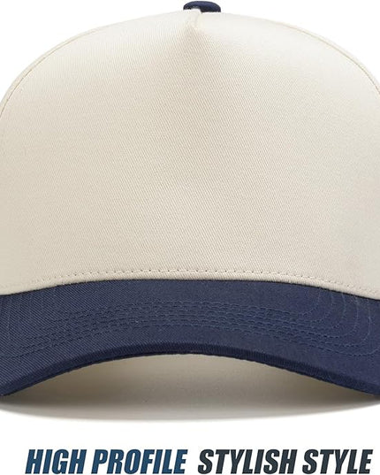 MEINICY Vintage Trendy Trucker Hat, Structured 5-Panel Snapback Hat, Adjustable Cotton Solid or 2-Tone Baseball Cap Men Women