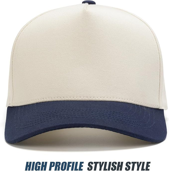 MEINICY Vintage Trendy Trucker Hat, Structured 5-Panel Snapback Hat, Adjustable Cotton Solid or 2-Tone Baseball Cap Men Women