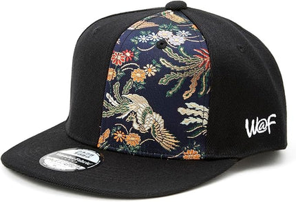 W@nderFabric Traditional Japanese Kimono Baseball Cap, Embroidered Pattern, Adjustable Snapback Flat Brim, 6-Panel Cap