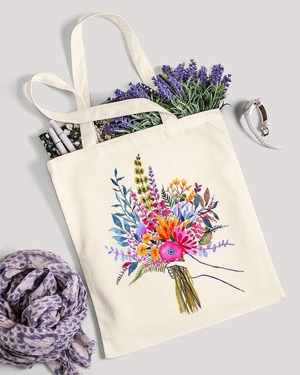 AUSVKAI Canvas Tote Bag for Women, Aesthetic Cute Grocery Grocery Reusable Cotton Gift Bag for Shooping Beach Trendy Gifts
