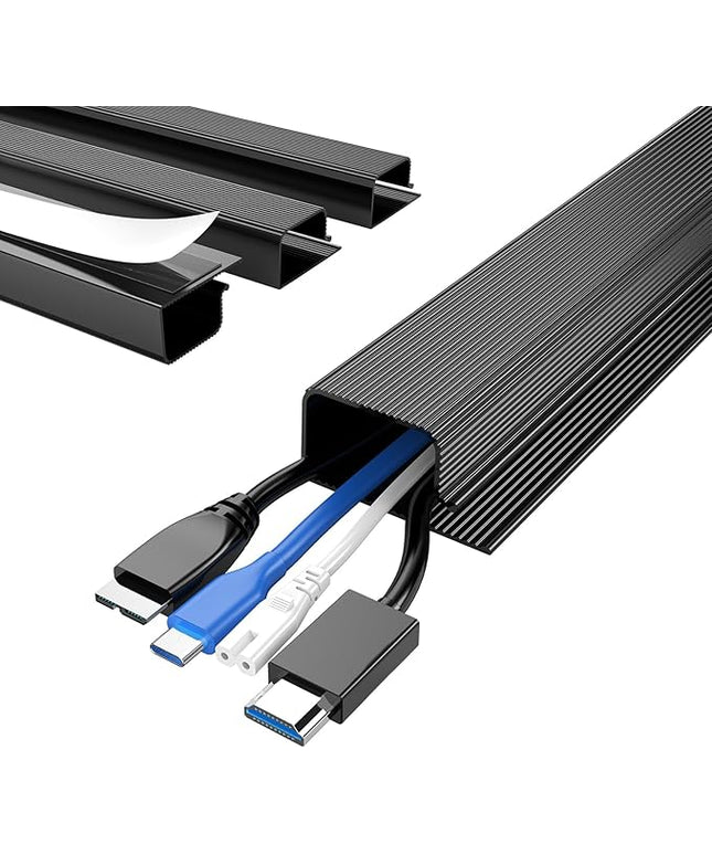 Delamu 4 Pack Cord Organizers for Desks, 62.8in Cable Organizer Cable Management Under Desk, Self Adhesive Wire Management Raceway, Desk Organizers and Accessories for Office&Home Organization, Black
