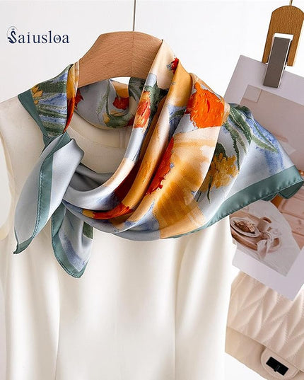 Neck Scarf For Womens Silky Head Scarves Hair Bandanas Square Scarf Fashion Accessories lightweight
