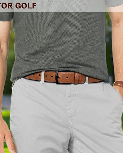 KEMISANT Men Belt 2Pack – Genuine Leather Belt for Men Dress Casual Golf Jeans 1 3/8"