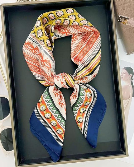 MINIDORA Satin Scarves for Women 27.5 × 27.5 inches Medium Square Elegant Silk Feeling Head Scarf