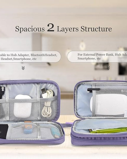 Electronic Organizer Travel Cable Accessories Bag, Electronic Organizer Case, Electronic Accessories Organizer Bag for Power Bank, Charging Cords, Chargers, Mouse, USB Cable, Earphones (Purple)