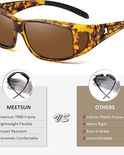 MEETSUN Fit Over Glasses Sunglasses for Men Women,Wrap Around Sunglasses Polarized UV400 Protection