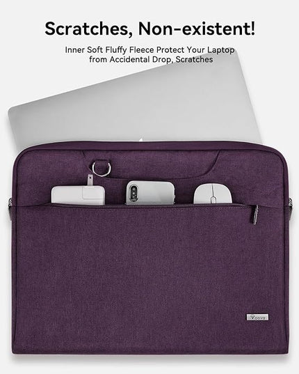 Voova Laptop Bag 15.6 Inch, Waterproof Computer Sleeve Carrying Case with Shoulder Straps & Handle Compatible with Macbook Air 15 M2/M3/M4, MacBook Pro 15/16, 15-16 Inch Hp Dell Lenovo, Dark Purple