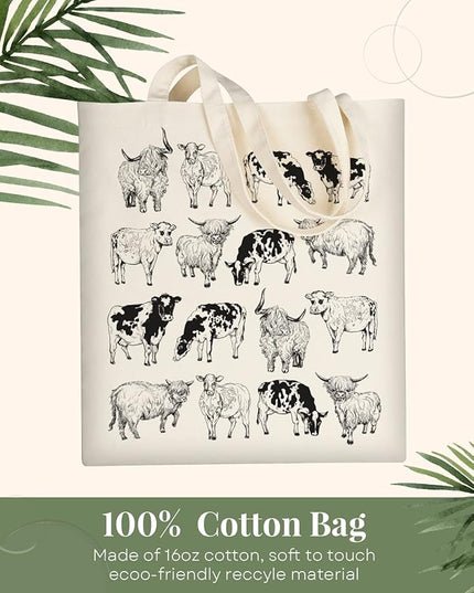 AUSVKAI Canvas Tote Bag Aesthetic for Women, Cute Reusable Cloth Cotton Bags for Shopping Beach Grocery