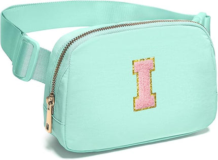 Gitus Belt Bag Fanny Pack Crossbody Bags with Initial Letter Patch Cute Stuff Birthday Gifts for Teenager Girls Trendy Preppy Stuff for Teen Girls Cool Stuff for Teens (Mint Green-I)