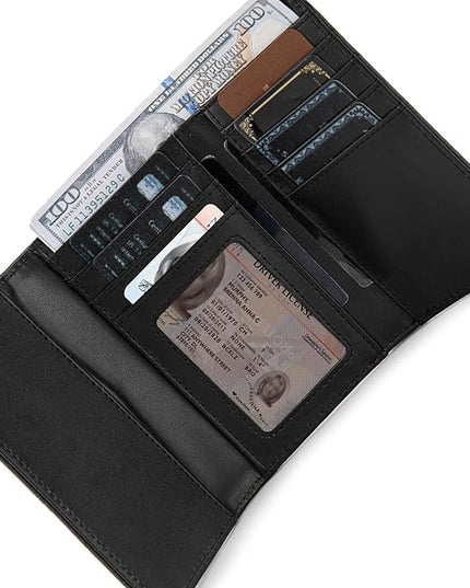 Montana West Small Black Wallet for Women Western Embossed Floral Wallet Trifold Credit Card Cash Wallets Ladies Female Travel Clutch Wallets with ID Window