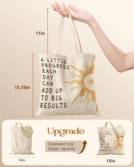 Canvas Tote Bag with Pockets - Aesthetic Reusable Totes for Women Ladies Cute Printed Cloths Canvas Shoulder Bag