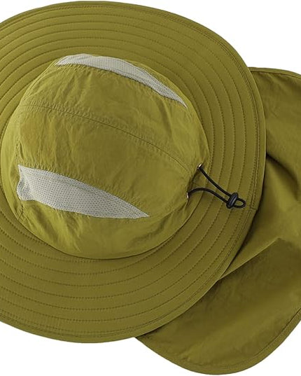 Home Prefer UPF 50+ Mens Wide Brim Fishing Hat with Neck Flap Sun Hat for Men Women Sun Protection Cap