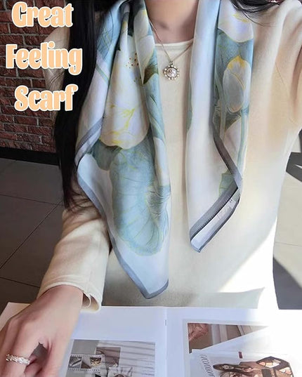 kcctoo 27.5" Mulberry Silk Feeling Head Scarf Women's Fashion Square Neck Satin Scarfs for Bag Hair Scarves Gift