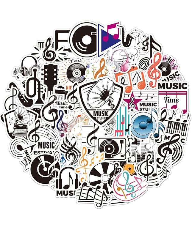 Retro Music Note Vinyl Stickers, 50 PCS Waterproof Graphic Symbol Decals for Laptops, Scrapbooking, Journals, Notebooks, Water Bottles, Suitcases, Phones & DIY Decor