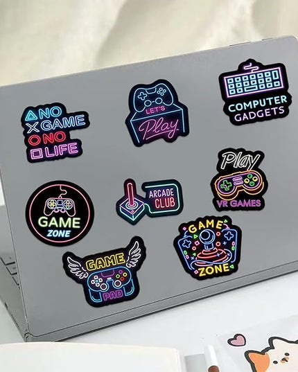 50Pcs Neon Game Stickers, Video Game Stickers, Gamer Waterproof Vinyl Decals for Laptop, Water Bottle, Skateboard, Gamer Decor, Party Favors Gifts