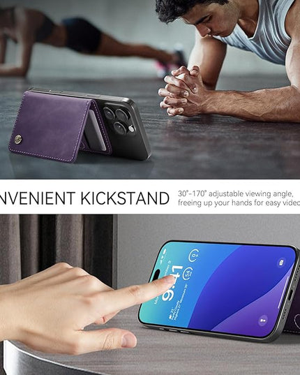 Defencase for Magsafe Wallet Magnetic Card Holder RFID Blocking, PU Leather Minimalist Phone Wallet for MagSafe Phones and Cases for iPhone 17/16/ 15/14/ 13/12/ Pro/Max/Plus/Air, Retro Purple