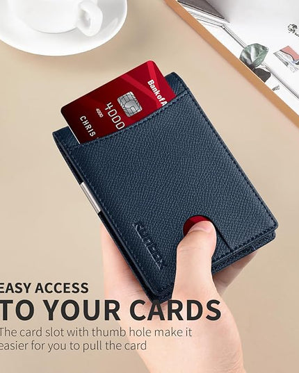 RUNBOX Slim Money Clip Wallets for Men RFID Blocking 11 Card Holder Minimalist Small Leather Bifold Men's Front Pocket Wallet Gift Box