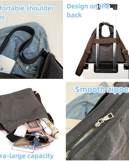 Multi Ways Convertible Canvas Shoulder Bag Tote Purse Backpack Crossbody Bags for Women Trendy Vintage Small Travel